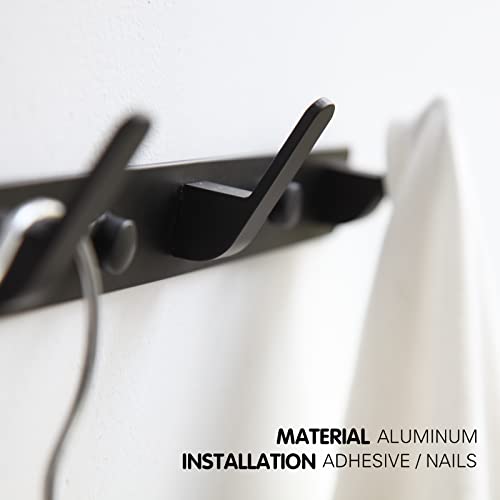 3 Hooks Matte Black Bathroom Towel Hooks Mounted Wall Adhesive Heavy Duty Farmhouse Bath Coat Stick on Rack Hat Wall Hook Sticky Black Kitchen Robe Rack Coat Hook Black 3 Hooks Rack Towel for Bathroom - color: Black, size: 9.25*1.18*1.38 inch（3hooks）