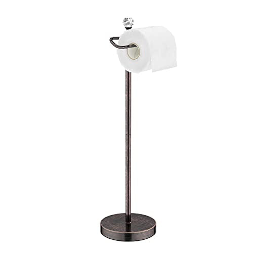 ROLABAM Toilet Paper Roll Holder-Free Standing Toilet Paper Holder Stand for Bathroom Total Height 24.4" with Crystal Ball, Oil Rubbed Bronze - color: Oil Rubbed Bronze