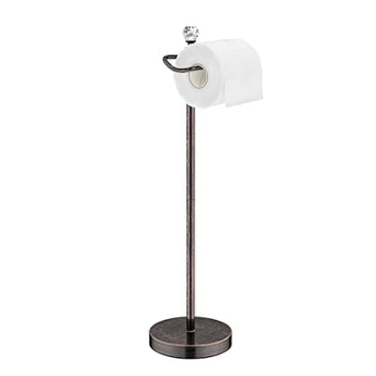 ROLABAM Toilet Paper Roll Holder-Free Standing Toilet Paper Holder Stand for Bathroom Total Height 24.4" with Crystal Ball, Oil Rubbed Bronze - color: Oil Rubbed Bronze