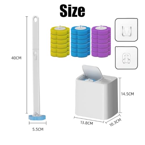 2026 New Disposable Toilet Brush, Disposable Toilet Cleaning System, Ocean/Lemon/Lavender 3 Aromatherapy, Includes Disposable Cleaning Stick, Storage Box and Scented Refill Tabs (White-Lavender*18) - color: White-lavender*18