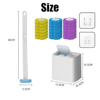 2026 New Disposable Toilet Brush, Disposable Toilet Cleaning System, Ocean/Lemon/Lavender 3 Aromatherapy, Includes Disposable Cleaning Stick, Storage Box and Scented Refill Tabs (Grey-Ocean*18) - color: Grey-ocean*18