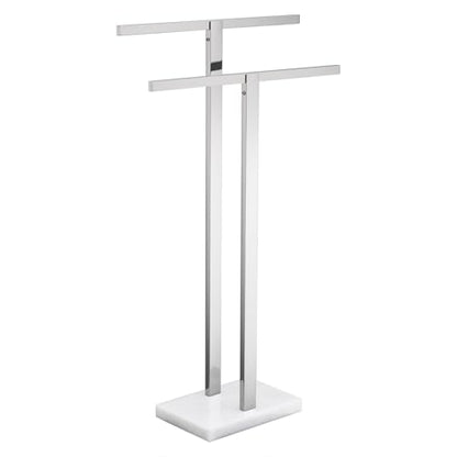 KOKOSIRI Bathroom Towel Rack 2-Tier Standing Towel Bars with Marble Base, Stainless Steel Freestanding Towels Holder, Thicken Steady Design, Polished Chrome THS0003-CH - color: Polished Chrome