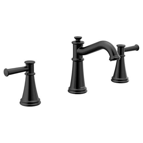 Moen Belfield Matte Black Two-Handle Widespread Bathroom Faucet Trim Kit, Valve Included, TV6405BL - color: Matte Black