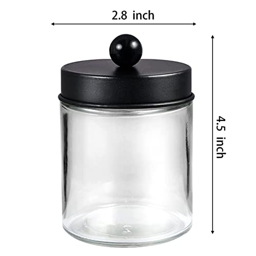 3 Pack Apothecary Jar Canisters Bathroom Vanity Organizer - Qtip Holder Storage Organizer Set Countertop Canister with Stainless Steel Lids &Cute Stickers for Qtips,Cotton Swabs,Makeup Sponges,Floss | Qtip Holder Storage Organizer Set Countertop Canister