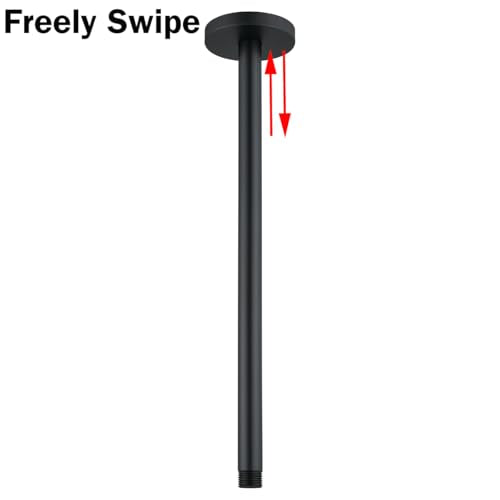 RANDOM Shower Arm with Flange,16 Inches Ceiling Mount Shower Head Extension Arm Straight Arm Ceiling-Mounted For Fixed Shower Head,Matte Black.RD91038-16MB - color: 16″ Matte Black(Round Flange)