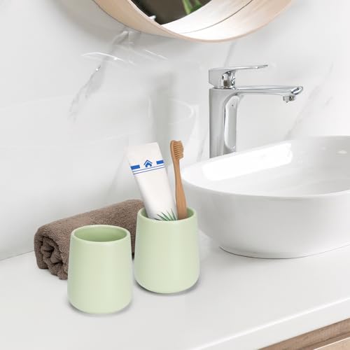Bathroom Tumbler Cup Ceramic 13.5oz Reusable Toothbrush Cup 400ml,Toothbrush Holder Adequate for Your Bathroom (Green) - color: Green, size: 1pcs