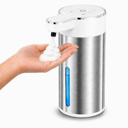 Automatic Foaming Soap Dispenser, Touchless Stainless Steel (White, Foam) | 13.5 oz Capacity, 4 Adjustable Levels, USB Rechargeable Foaming Soap Dispenser for Bathroom and Kitchen - color: White, size: Foam