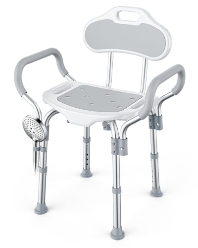 BlessReach Shower Chair for Inside Shower, 400 lbs Adjustable Shower Stool with Suction Feet, Shower Seat for Inside Tub Bathroom Bench Shower Chair for Elderly and Disabled - Grey
