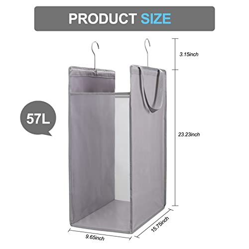 FENTEC Hanging Laundry Hamper，2 Pack Grey Hanging Laundry Basket | Slim Laundry Hamper Bag with Handles, Portable Hanging Closet Hamper, Mesh Heavy Duty Hanging Laundry Bag - color: Grey, size: 2 Pack-one Section