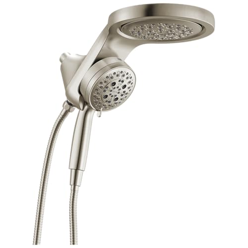 Delta 6-Setting HydroRain Premium 2-in-1 Dual Shower Head with ProClean Spray, Brushed Nickel High Pressure Shower Head with Handheld Spray, 1.75 GPM Flow Rate, LumicoatStainless 56000-SS-PR25 - color: Lumicoat Stainless