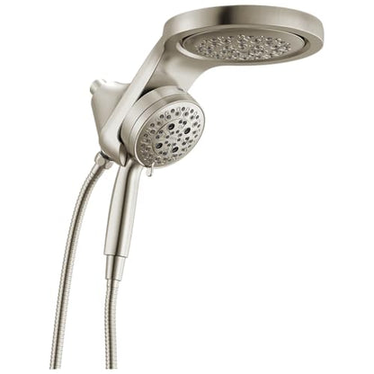 Delta 6-Setting HydroRain Premium 2-in-1 Dual Shower Head with ProClean Spray, Brushed Nickel High Pressure Shower Head with Handheld Spray, 1.75 GPM Flow Rate, LumicoatStainless 56000-SS-PR25 - color: Lumicoat Stainless