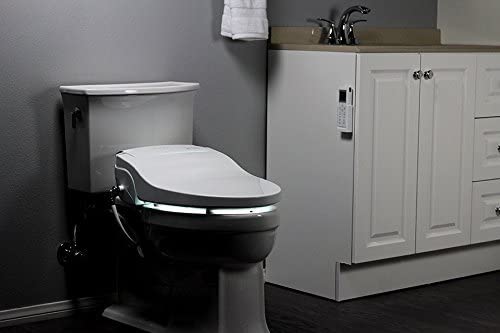 ALPHA BIDET JX2 Elongated Bidet Toilet Seat, White, Endless Warm Water, *NEW* Bowl Mist, LED Light, Quiet Operation, Wireless Remote, Stainless Steel Nozzle, Sittable Lid, 3 Year Warranty - color: White, size: Elongated
