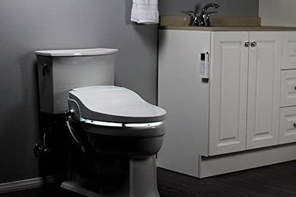 ALPHA BIDET JX2 Elongated Bidet Toilet Seat, White, Endless Warm Water, *NEW* Bowl Mist, LED Light, Quiet Operation, Wireless Remote, Stainless Steel Nozzle, Sittable Lid, 3 Year Warranty - color: White, size: Elongated