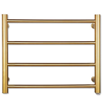 XBVV Gold Heated Towel Rack for Bathroom, Wall Mounted Bath Towel Warmer, Plug-in Electric Towel Rack, 304 Stainless Steel Fast Heating Towel Rack,Keep Bathroom Shower Towels Warm (4-Bar) - color: Gold