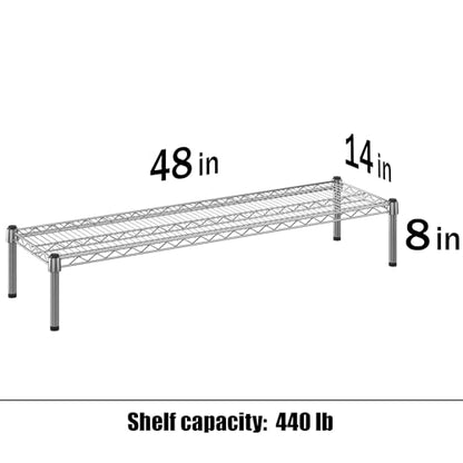 14" Deep x 48" Wide x 8" Height 1-Tier Wire Shelving Kit | NSF Commercial Storage Rack Unit - size: 14" Deep x 48" Wide
