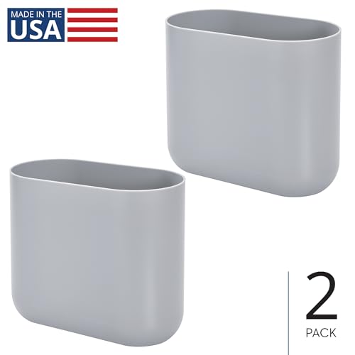 iDesign Small Slim Plastic Bathroom Trash Can, 2-Pack, Gray | Bedroom, Office, Desk, Dorm - color: Gray, style: Pack of 2