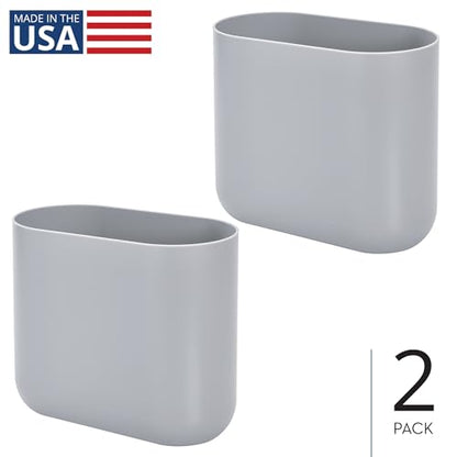iDesign Small Slim Plastic Bathroom Trash Can, 2-Pack, Gray | Bedroom, Office, Desk, Dorm - color: Gray, style: Pack of 2