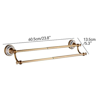 Antique Bronze Brass Double Towel Bar,Adjustable 15.5 to 27.5 Inch Bath Towel Bar Rack for Bathroom Towel Holder, Wall Mounted Bathroom Hardware Accessories,Porcelain Design - color: Double Towel Bar