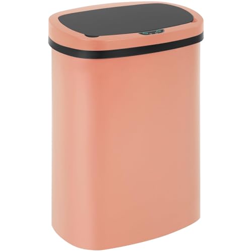 13 Gallon Kitchen Trash Can with Lid,Automatic Touchless Garbage Can for Kitchen,PP Plastic Motion Sensor Trash Can,Tall Large-Capacity Trash Bin,Hands-Free Smart Waste Bin for Home - color: Light Salmon