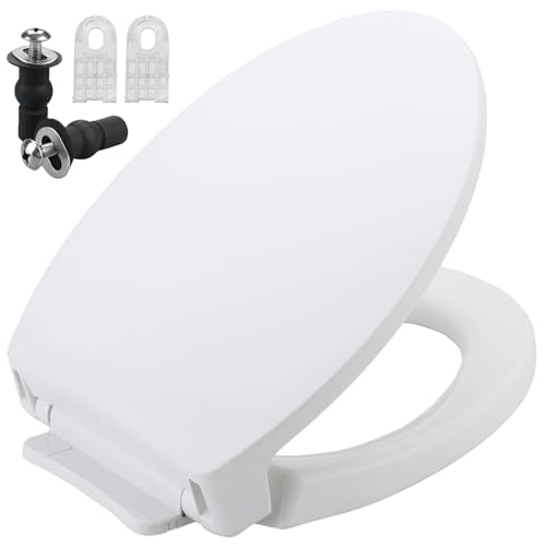 SS114 Toilet Seat Elongated Compatible with TOTO SS113/SS154/SS224/SS204 | Soft Close Toilet Seat Elongated, Traditional Toilet Seat Replacement with Toilet Bolts and Nut - Cotton White