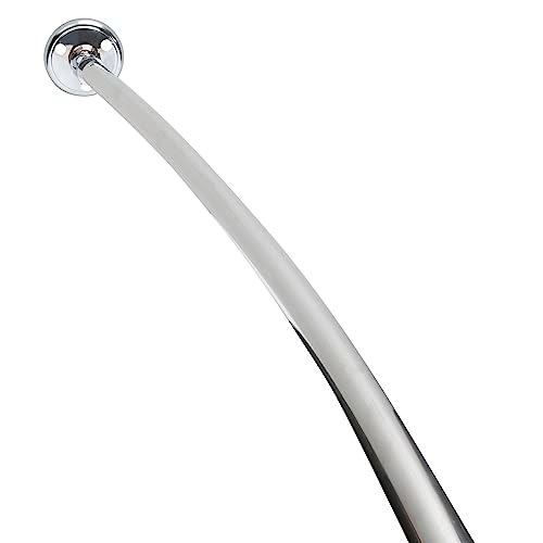 Bath Bliss Curved Shower Rod | Adjustable 44"-78" Inch | Bathroom Shower Curtain and Liner Rod | 33% More Space | Wall Mounted | Easy Installation | Aluminum - color: Aluminum
