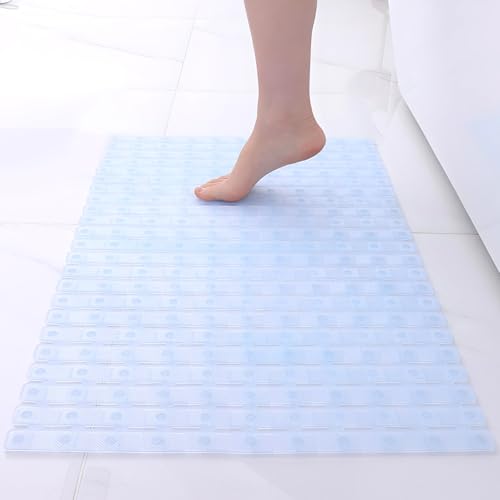 easyBee Shower Mat 27.5"x15.7", Bathtub Mat Non-Slip Bath Mat, Bathing Mat for Tub, Machine Washable, Anti-Slip Shower Liner (Clear) - color: Transparent