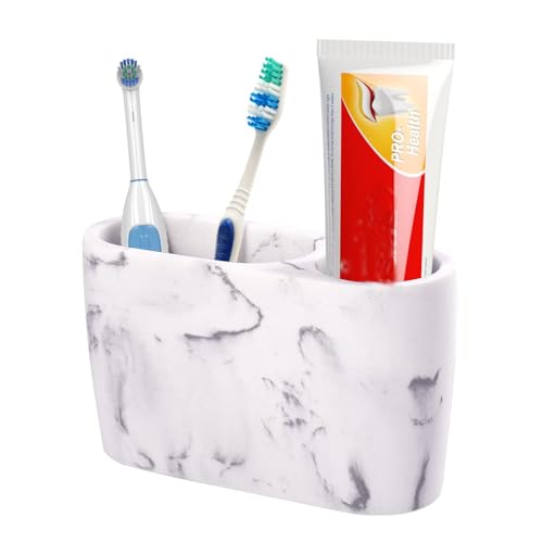 Toothbrush Holder for Bathrooms Toothpaste Holder Stand Bathroom Organizer for Toothbrush Makeup Brushes Holder - color: Marble3
