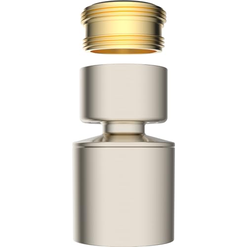 Hibbent NSF/ANSI/CAN 61 & cUPC Certified Faucet Aerator, Brushed Nickel | 360° Twist Kitchen Sink Aerator, Dual-function Sink Sprayer Attachment, Faucet Replacement Part 55/64'' Female Thread - color: Brushed Nickel, style: Classic 360 Degree Faucet Aerat