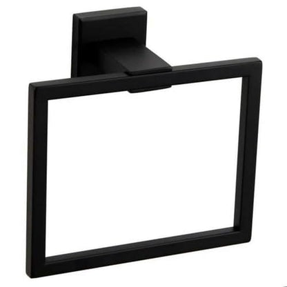 Bathroom Towel Holder,304 Stainless Steel Bathroom Hand Towel Rack,Wall-Mounted Bath Towel Holder,Simple Square Towel Ring (Matte Black)