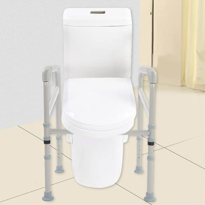 Adjustable Toilet Safety Rail – Height & Width Adjustable Grab Bar, Non Slip Armrests, Folding Bathroom Handrail for Elderly & Disabled Support