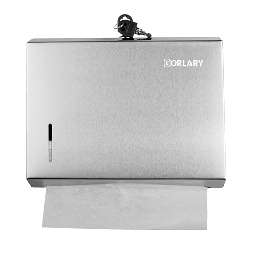 Gorlary Wall Mount Commercial Paper Towel Dispenser, Silver, Lockable | Durable Stainless Steel, C-Fold Multifold Trifold Paper Towel Holder, Hand Paper Tissue Holder for Bathroom, Office - color: Small-silver