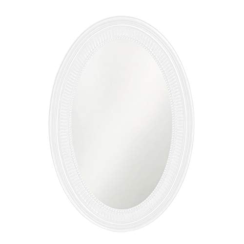 Howard Elliott Collection Ethan White Oval Decorative Wall Hanging Mirror, Resin Frame Vanity Mirror Pefect Home Decor, 21 x 31 Inch - color: White
