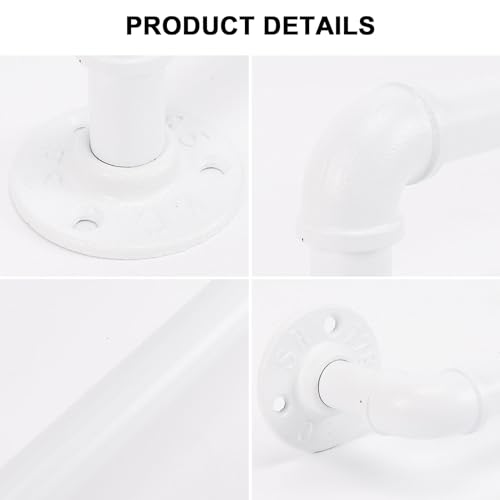 Industrial Pipe Towel Rack Towel Bar, Heavy Duty Wall Mounted Rustic Farmhouse Bath Towel Holder for Bathroom (White, 12 inch) - color: White, size: 12 inch