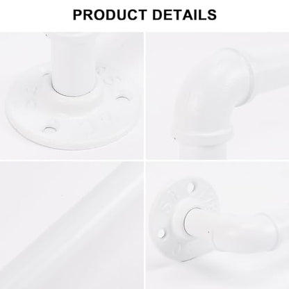 Industrial Pipe Towel Rack Towel Bar, Heavy Duty Wall Mounted Rustic Farmhouse Bath Towel Holder for Bathroom (White, 12 inch) - color: White, size: 12 inch