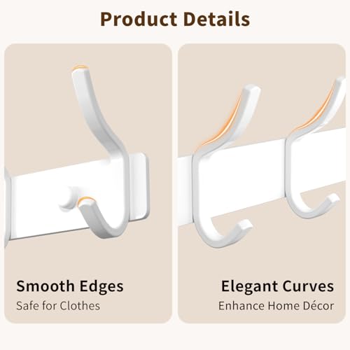 GWAAZXGZ White Coat Rack Wall Mounts - 15 Inch Metal 6-Hook Rack(1 Pack) | for Hanging Coats, Bags, and Towels in Entryway, Livingroom, Bedroom, Bathroom, and Kitchen - color: White, size: 1 Pack