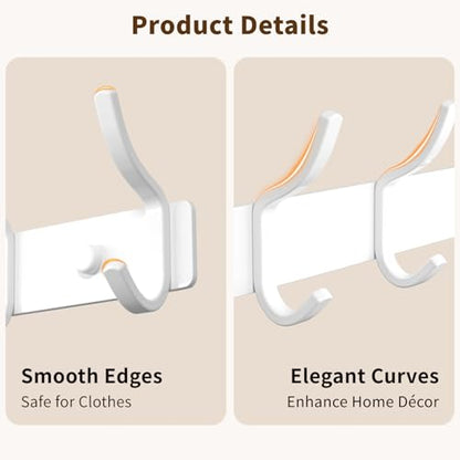 GWAAZXGZ White Coat Rack Wall Mount - 15 Inch Metal 6-Hook Rack(2 Pack) | for Hanging Coats, Bags, and Towels in Entryway, Livingroom, Bedroom, Bathroom, and Kitchen - color: White, size: 2 Pack