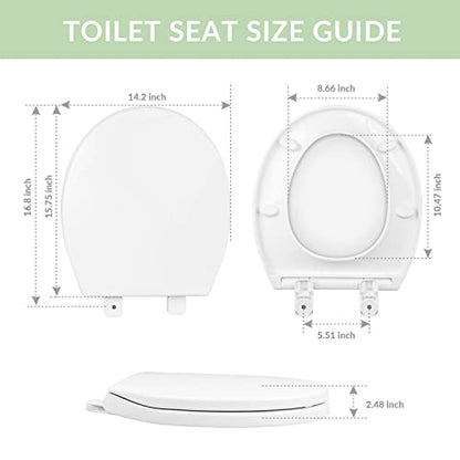 Toilet Seat Round Slow Close, Non Slip Bumpers Quick-Release White | Quiet Close, Tool-Free Install, Four Bumpers, Never Loosen, Fits Standard Round Bowls, Plastic, White - size: Round