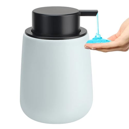 Soap Dispenser Ceramic with Easy-to-Press Pump Hand Lotion Liquid Dispenser for Shampoo Bathroom Kitchen 12 oz - color: Lightblue