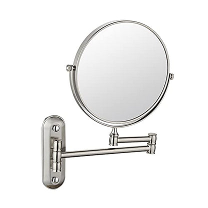 Beauty Mirror,10X Hotel Bathroom Wall Mounted Makeup Mirror, 8 Inch Extendable Bathroom Mirror Foldable Magnifying Double-Sided Shaving Mirror for Bathroom Vanity Brushed Nickel 8 inches 7X