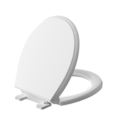 Round Toilet Seat 16.5 Inch, Soft Close Toilet Seat, Quiet No Slam Toilet Lid, Easy Install & Quick Release, Durable PP Plastic, Easy Clean, Fits Most Standard Round Toilets, White - color: White, size: without toddler seat 1 Pack
