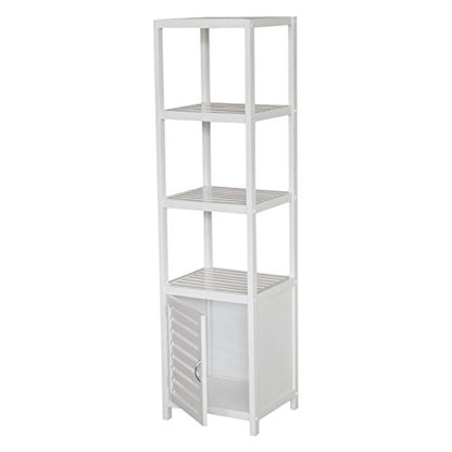 Gallerie Décor Natural Spa Bamboo 5 Shelf Tower/Cabinet, One Size, White