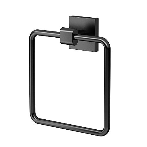 Gatco 4052MX Elevate Bathroom Towel Ring Holder, Matte Black , 6.13" Wide - color: Matte Black, style: Elevate