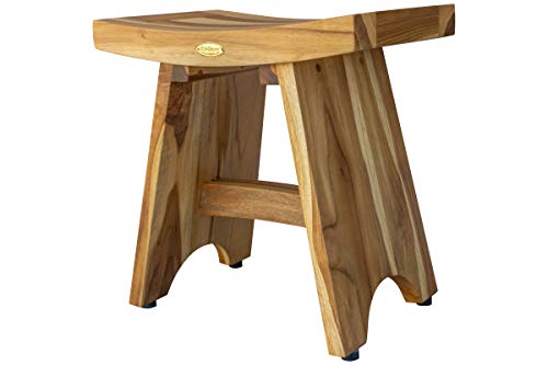 EcoDecors Teak Shower Bench 18", 300 lb Capacity – Waterproof Teak Bath Seat for Adults - Compact Spa Stool for Small Bathrooms & Walk-in Showers with Slip-Resistant Feet - size: 18" bar