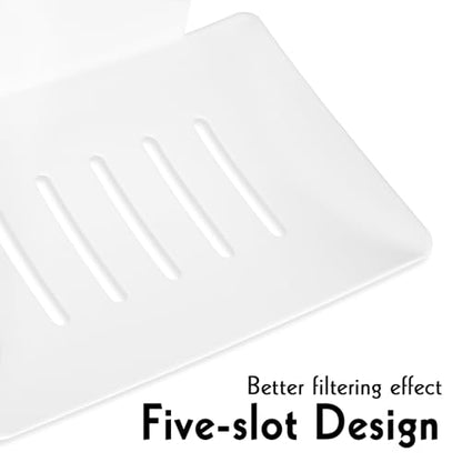 2 Pack Soap Dishes for Bathroom, Bar Soap Holder with Self Draining Tray, Soap Tray for Shower Wall, 5 Slot Self-Adhesive Soap Container (White) - color: White 2pack