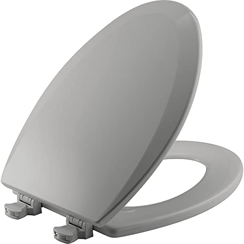 Bemis 1500EC 162 Wood Toilet Seat with Easy Clean & Change Hinges, Elongated, Silver - style: Seat