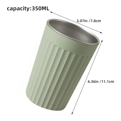 DOITOOL Toothbrush Holder Cup 350ml Stainless Steel Green Bathroom Tumbler Mouthwash Rinsing Cup Sturdy for Home Office School