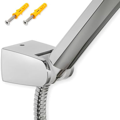 Hand held Shower Head Holder- 5 Angles Adjustable - Screw Mount for Permanent Fixture -Bathroom Wall Mount Shower Wand Holder - (Polished Chrome)