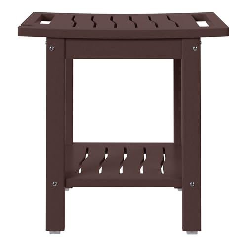 Sage HDPE Poly Plastic Waterproof Bathroom Shower Bench, Dark Brown - color: Dark Brown