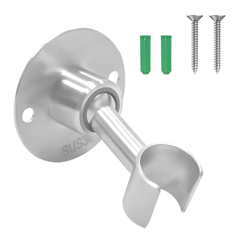 ASTIMESA 304 Stainless Steel 360° Adjustable Shower Head Holder for Wall, Silver Handheld Shower Wand Holder Wall Mount, Metal Brushed Finish Sprayer Bracket for Bathroom