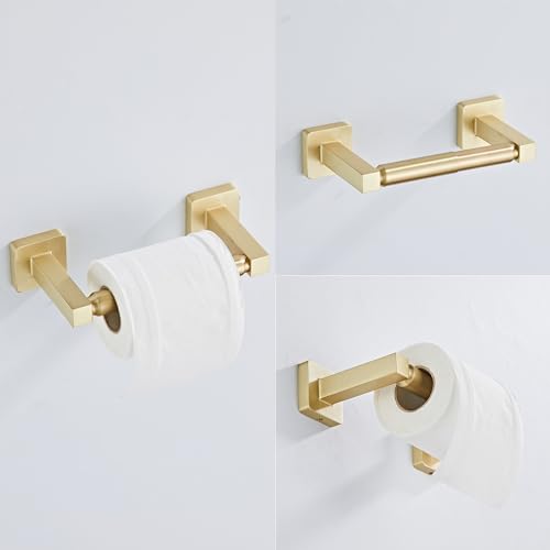 Brusehd Light Gold Bathroom Hardware Set 4 Pieces,Towel Bar Set Stainless Steel Wall Mounted, Includes 16In Hand Towel Bar, Towel Ring, Robe Towel Hooks,Toilet Paper Holder, Bathroom Towel Rack Set… - color: Brusehd Light Gold, size: 16Inch